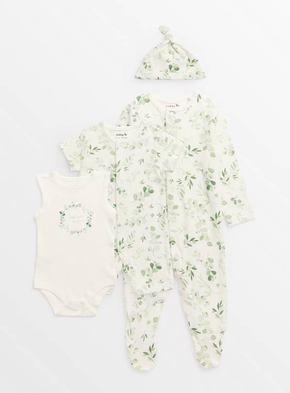 Cream Eucalyptus Print 4 Piece Starter Set 3-6 months